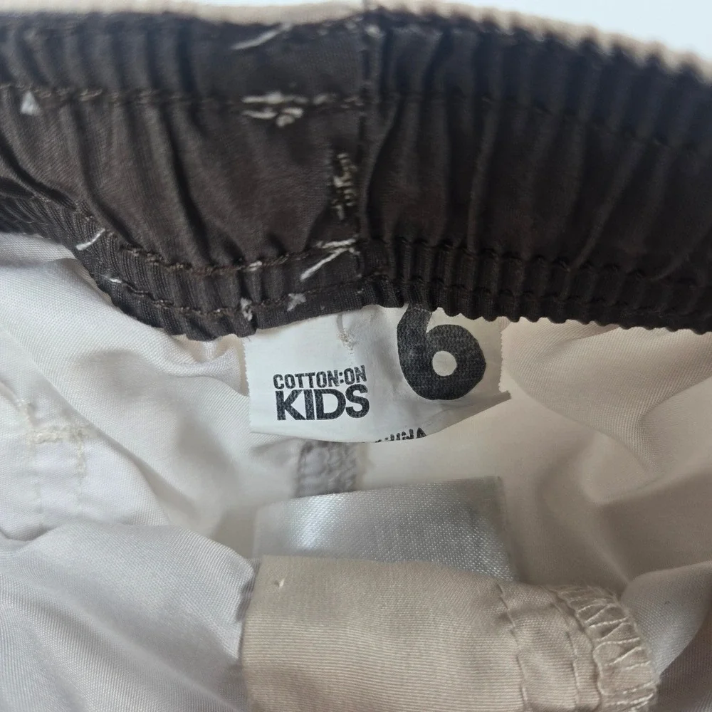 Cotton On Kids Swim Trunks Boys Size 6 Tan Palm Tree Tropical Beach Shorts